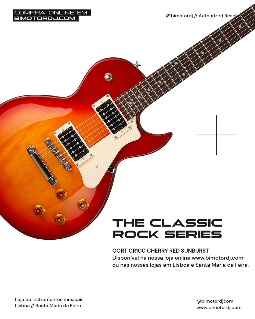 Publicação “The classic rock series” com guitarra Cort CR100 Cherry Red Sunburst